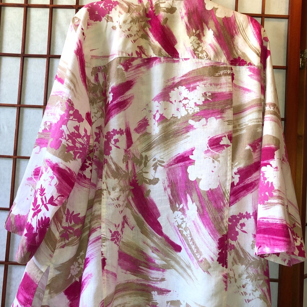 Print Long Sleeve Linen Shirt - Picture 3 of 9
